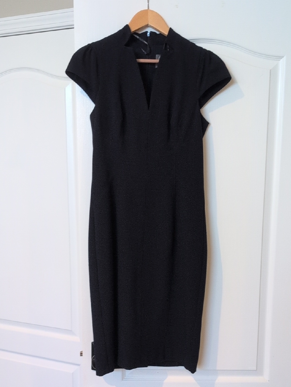 Vince Camuto Dark Navy Cap-Sleeve Midi Sheath Dress